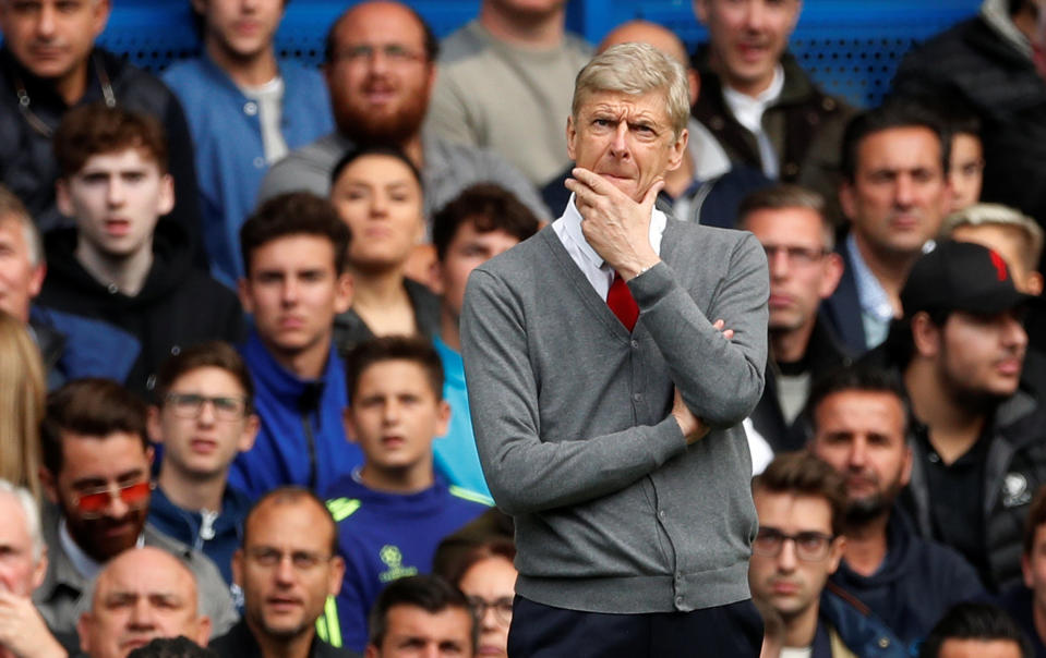 Arsene Wenger on the touchline at Stamford Bridge. (Reuters)