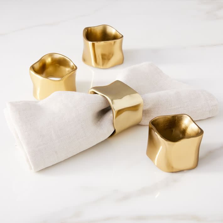 9) Molten Gold Napkin Ring Set