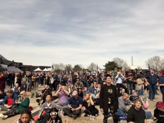 Growd gathered in Cleveland, Ohio for the solar eclipse on April 8, 2024. Photo courtesy: Bob Bennett