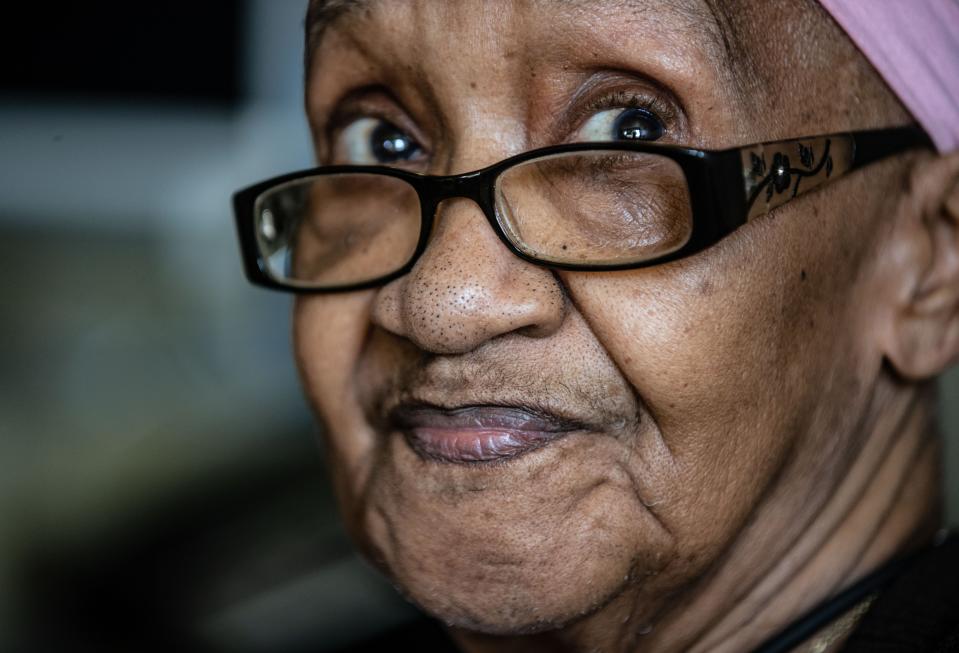 Jewel Floyd, 77, sits in the living room of her New York City Housing Authority apartment in the Bronx July 27, 2023. Floyd, who suffers from numerous medical conditions including vertigo, diabetes, and recently diagnosed lung cancer, has had to close off the bedroom in her apartment and live entirely in her living room because of how hot her bedroom has gotten during the recent days and nights of extreme high temperatures.