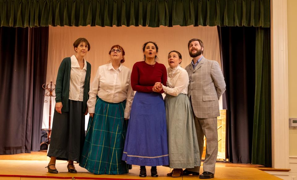 The cast of the Bay Players of Duxbury production of "Silent Sky" consists of Joan-marie Dewsnap, of Braintree; MJ Brennan Sangiolo, of Plymouth; Karin Henderson, of Plymouth; Sara Daly, of Hingham; and Andrew Devine, of Norwell.