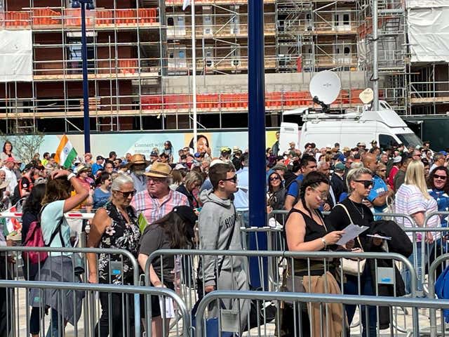 Spectators queue outside at Edgbaston Stadium for the Australia v India match, with just 10 minutes to go until kick-off