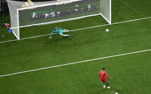 Ronaldo converts the penalty - Credit: AFP PHOTO / Jewel SAMAD