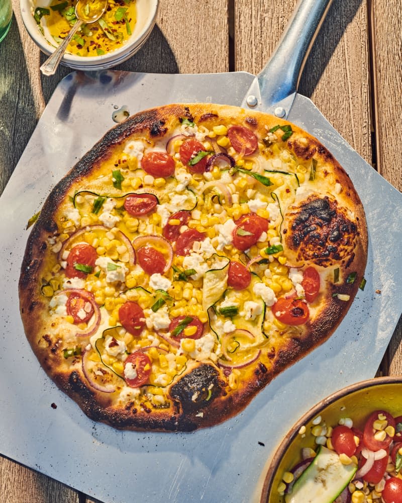 pizza on a pizza peel