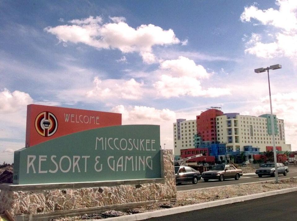 Situated on the southeastern edge of the Florida Everglades, the Miccosukee Resort & Convention Center on the Miccosukee Indian Reservation, shown here June 7, 1999, ahead of its grand opening. The Miccosukee tribe, which greatly expanded its operations with the 302-room hotel and convention center and 550 machines in its casino-style lobby, has used money generated from bingo and video gambling to house, educate and provide social services for tribe members.