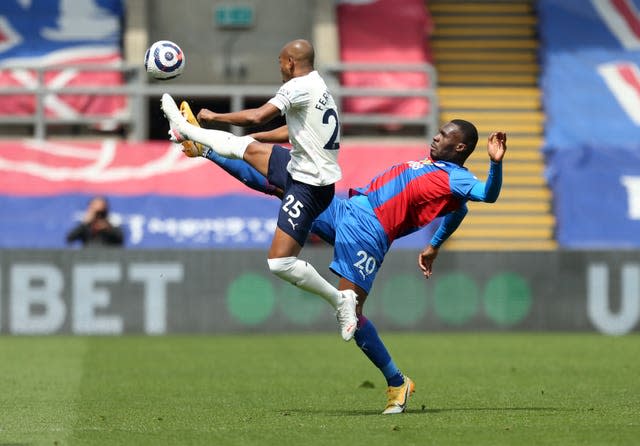 Crystal Palace’s Christian Benteke battles with Fernandinho