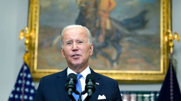 PHOTO: President Joe Biden speaks about the ongoing federal response efforts for Hurricane Ian from the Roosevelt Room at the White House, Sept. 30, 2022. (Susan Walsh/AP)