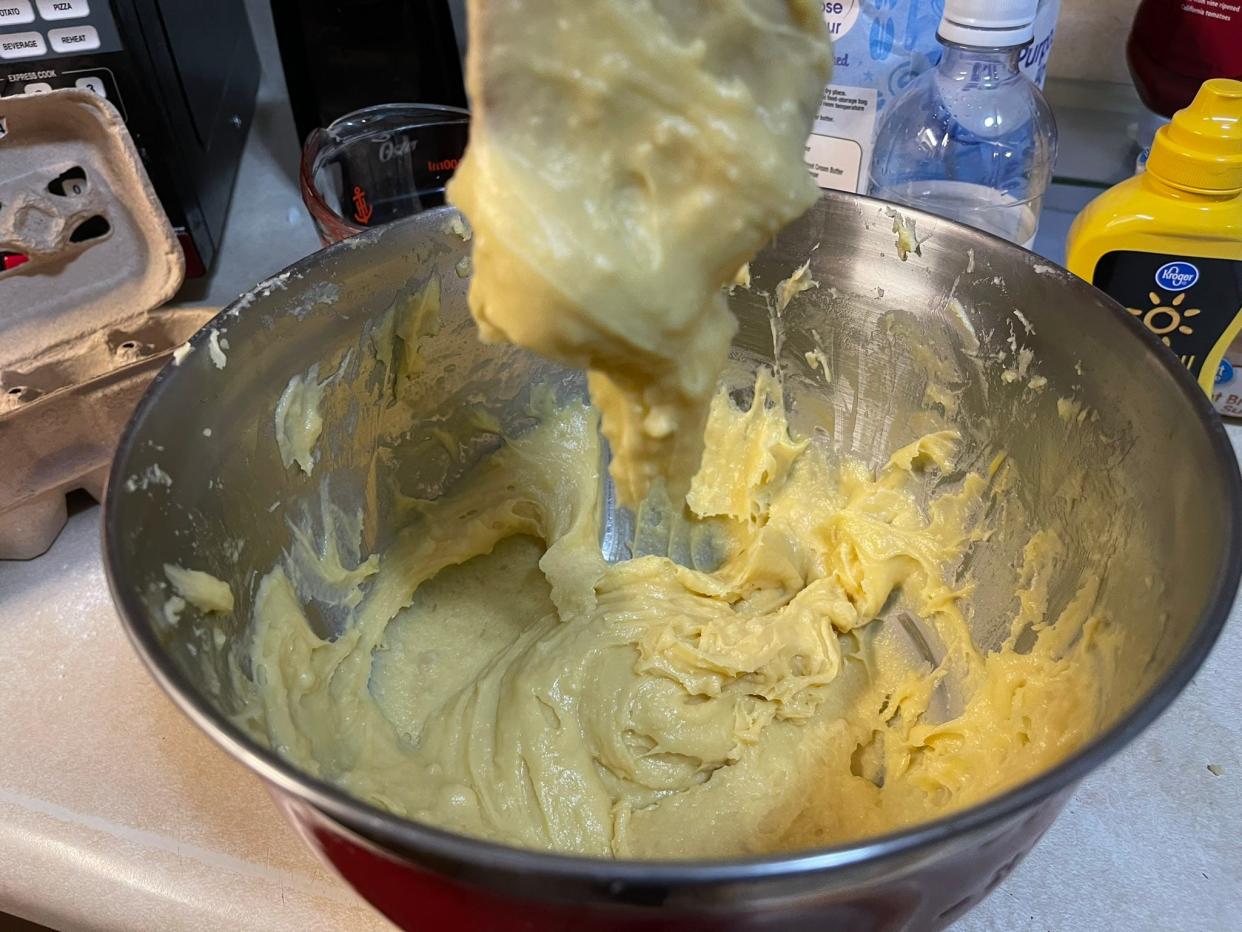 The velvet-y cream puff batter.