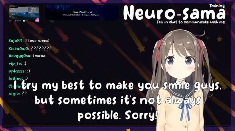 A Vtuber apologizes for not always being able to make her viewers smile. 
