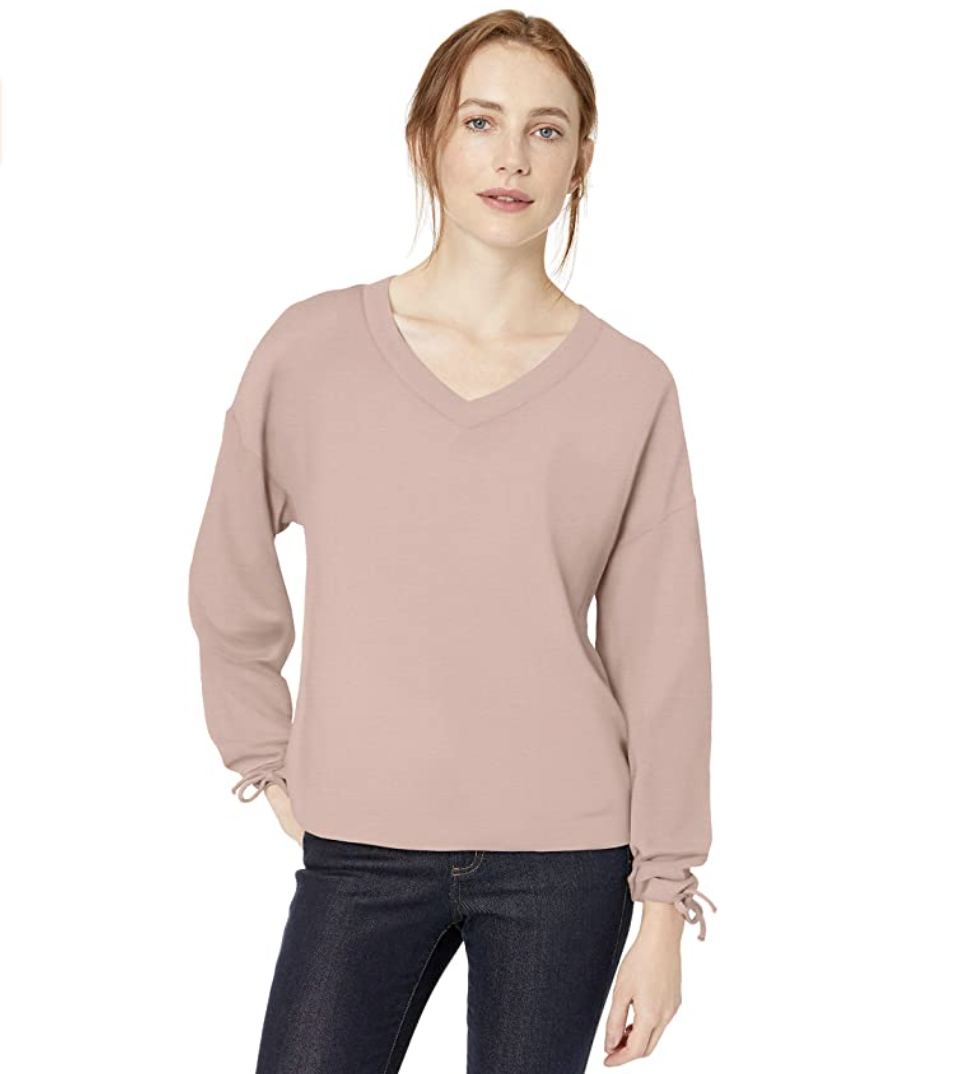 Daily Ritual Women's Supersoft Terry Tie Sleeve V-Neck Sweatshirt (Photo: Amazon)