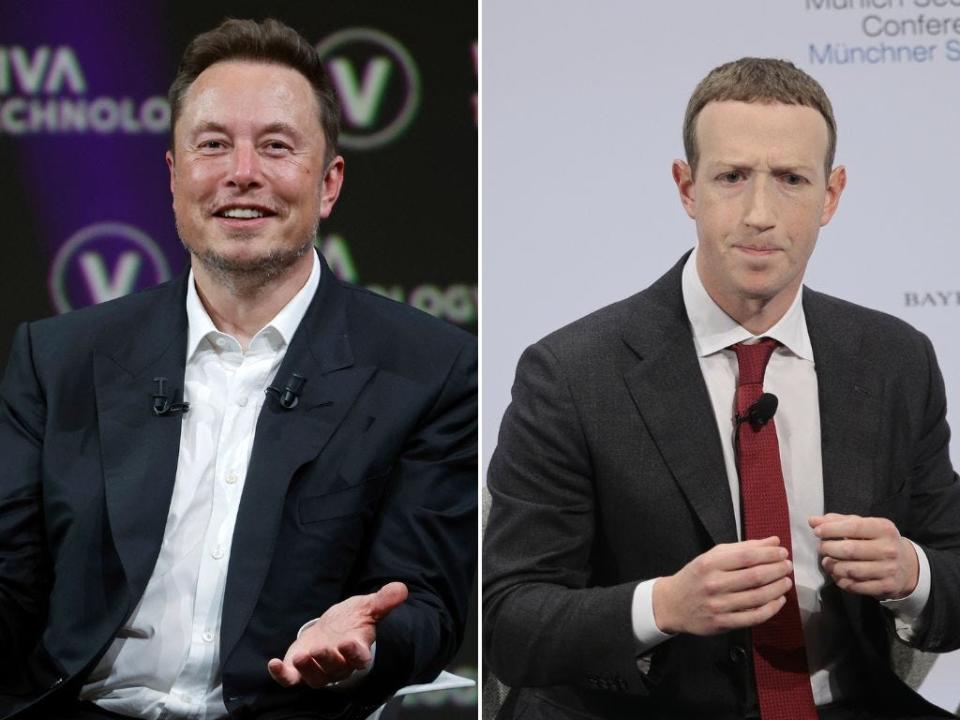 Elon Musk (left) and Mark Zuckerberg (right).