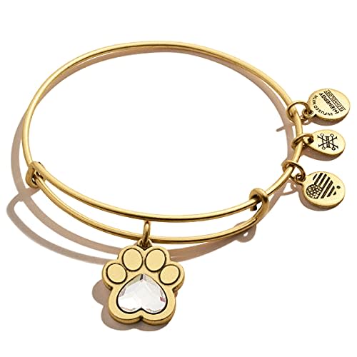 Alex and Ani Tokens Expandable Bangle for Women, Crystal Paw Prints of Love Charm, Rafaelian Go…