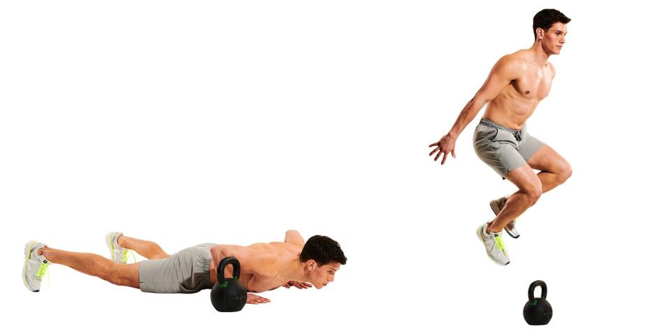 burpee over kettlebell