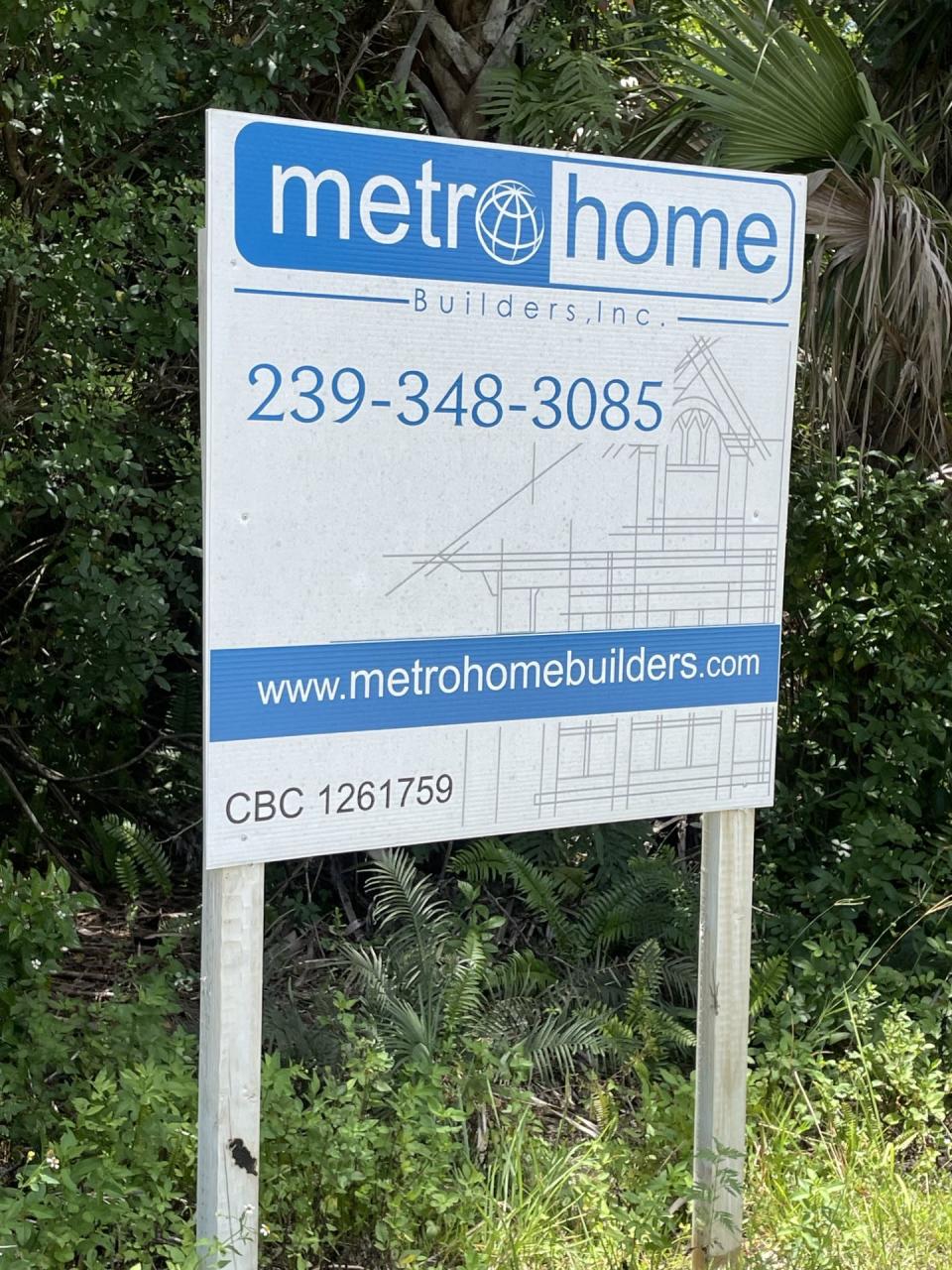 Metro Home sign posted in front of Boris and Lucy Deriy's home site.