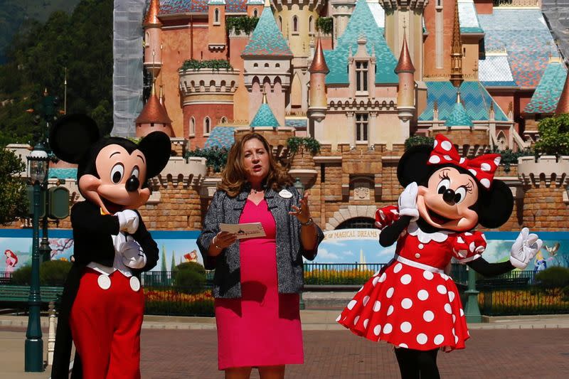 Social distance at Disneyland after it reopened following a shutdown due to the coronavirus disease (COVID-19) in Hong Kong