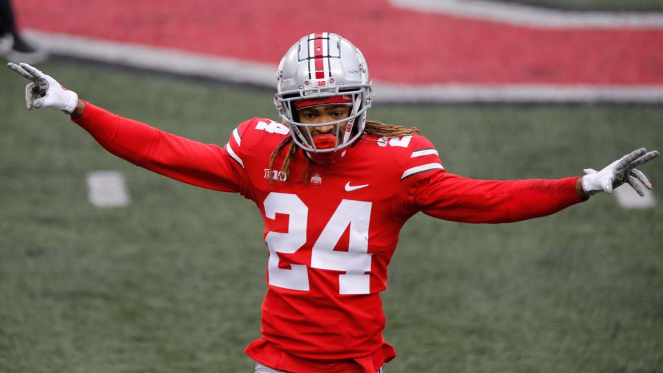 Ohio State defensive back Shaun Wade plays against Indiana during an NCAA college football game Saturday, Nov. 21, 2020, in Columbus, Ohio. (AP Photo/Jay LaPrete)