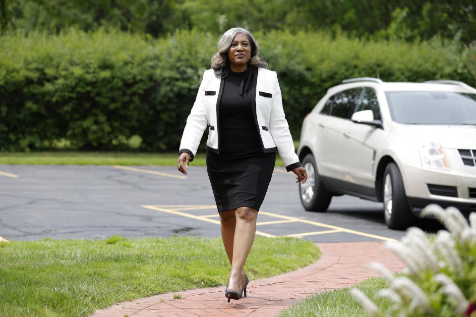 Dr. Pamela Pugh, a Democratic candidate for Michigan's 8th Congressional District and current member of the State Board of Education, is pictured Tuesday, July 9, 2024, in Saginaw, Mich. President Joe Biden says the pressure to end his reelection campaign is coming from Democratic Party “elites." But a sampling of voters and Democratic activists in several key swing states paints a far more complicated picture. Pugh called Biden’s debate performance “beyond subpar,” and emphasized that Biden has “work to do in our communities” to earn another four years in office. (AP Photo/Al Goldis)