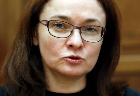 Russia's central bank Governor Elvira Nabiullina gives an interview to Reuters in Moscow, Russia, February 18, 2016. To match Interview RUSSIA-CENBANK/NABIULLINA-BANKS REUTERS/Sergei Karpukhin/File Photo