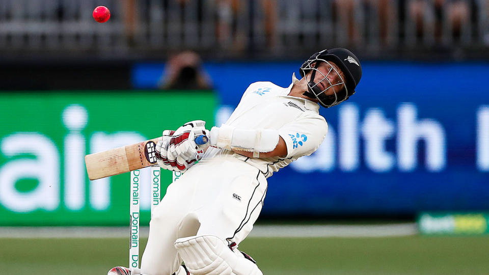 BJ Watling of New Zealand bats during day four of the First Test match in the series between Australia and New Zealand at Optus Stadium on December 15, 2019 in Perth, Australia. (Photo by Ryan Pierse/Getty Images)