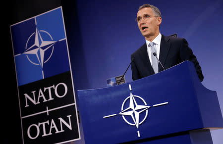 NATO Secretary-General Jens Stoltenberg speaks during a news conference at the Alliance headquarters in Brussels, Belgium, October 25, 2016. REUTERS/Francois Lenoir