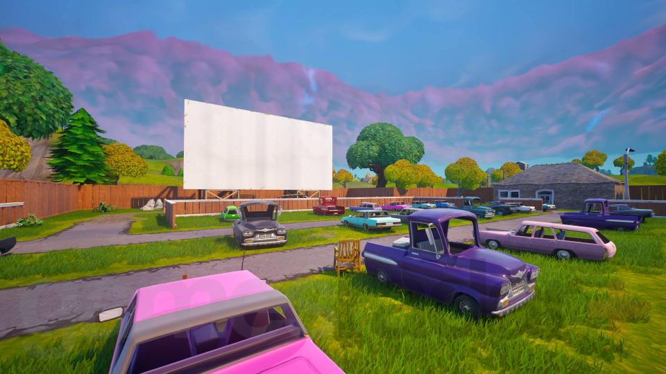 Fortnite OG event map risky reals drive-in cinema