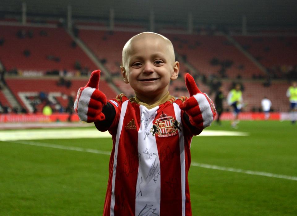 Bradley was a Sunderland mascot who captured the nation’s heart during his battle with a rare form of cancer called neuroblastoma, but succumbed to the illness aged six in 2017 (PA Archive)