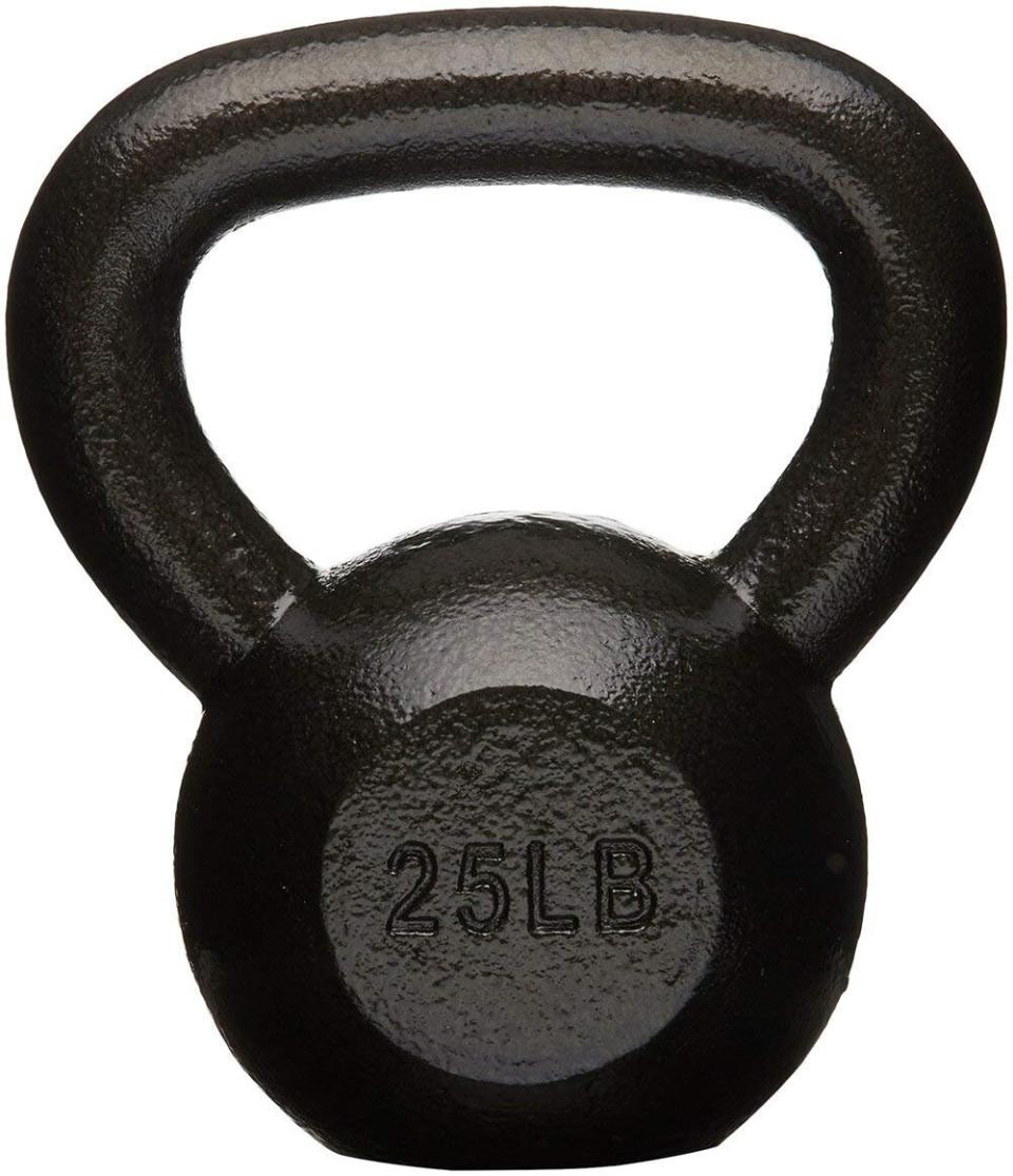 Find this AmazonBasics Cast Iron Kettlebell Weight for $37 on <a href="https://amzn.to/2TO6WUc" target="_blank" rel="noopener noreferrer">Amazon</a>.