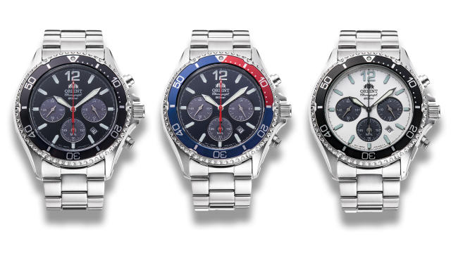 Orient adds solar-powered chronograph models to Mako Diver series