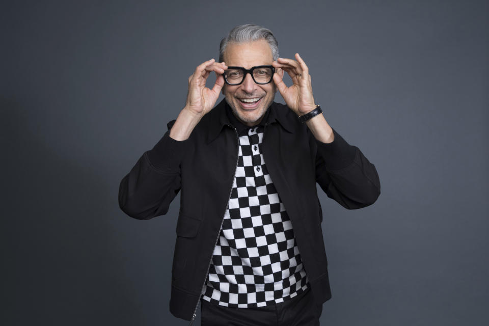 FILE - Jeff Goldblum poses at the Disney + launch event promoting "The World According to Jeff Goldblum" on Oct. 19, 2019, in West Hollywood, Calif. Goldblum turns 70 on Oct. 22. (Photo by Mark Von Holden/Invision/AP, File)