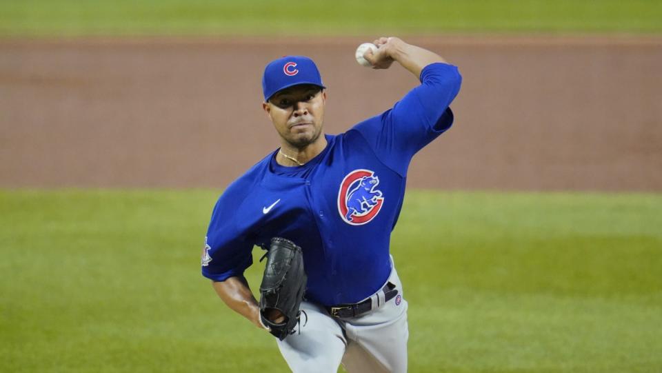 Jose Quintana delivers for the Chicago Cubs against the Pittsburgh Pirates in September.
