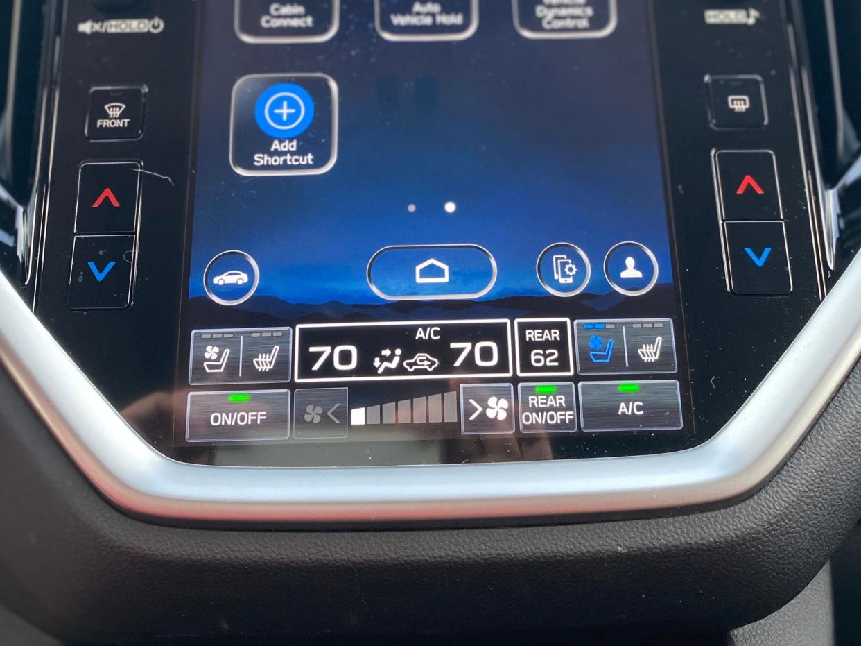 The Subaru Ascent's climate controls are at the bottom of its vertical 11.6-inch infotainment screen.