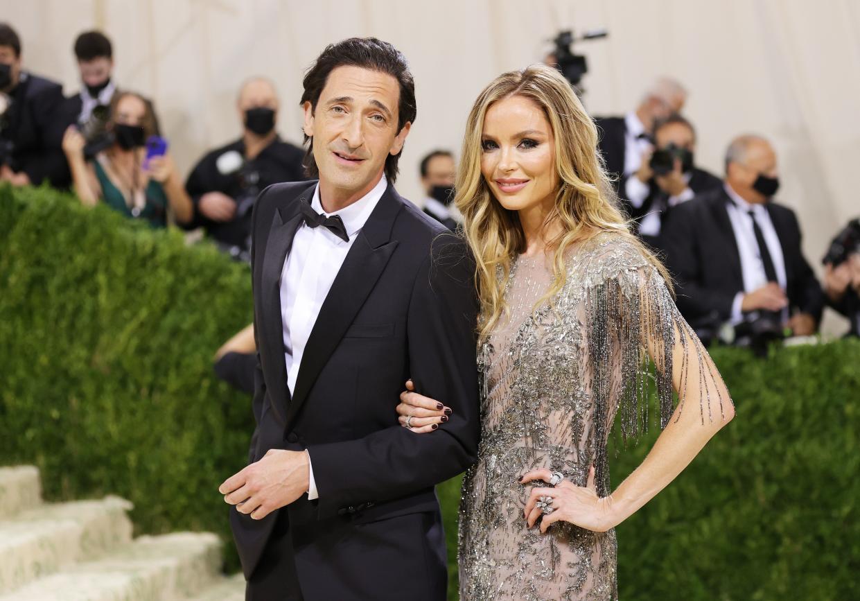 Adrien Brody and Georgina Chapman attend The 2021 Met Gala Celebrating In America: A Lexicon Of Fashion at Metropolitan Museum of Art on Sept. 13, 2021 in New York.