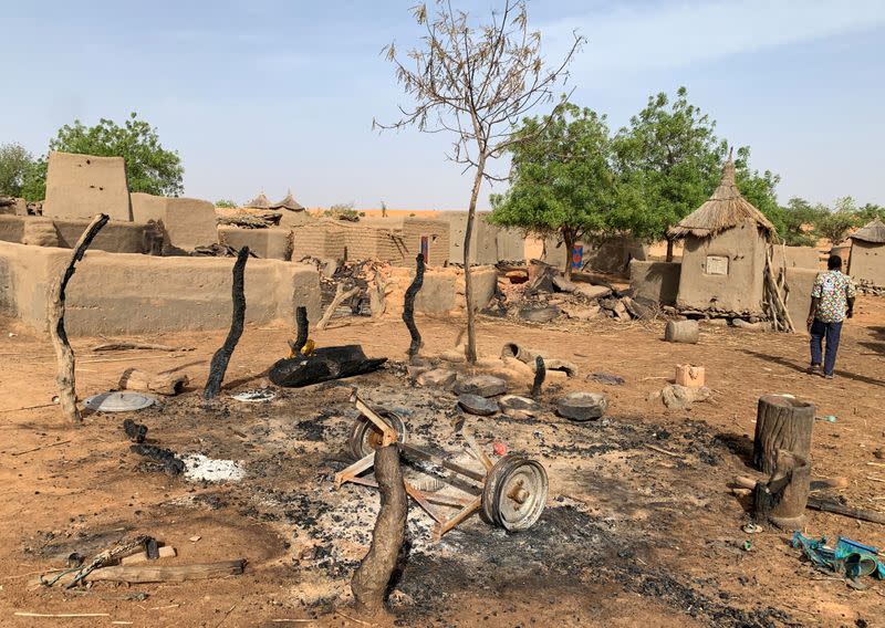 FILE PHOTO: A general view shows the damage at the site of an attack on the Dogon village of Sobane Da