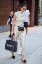 <p>It was a cream and black kind of day for Kendall in New York</p>