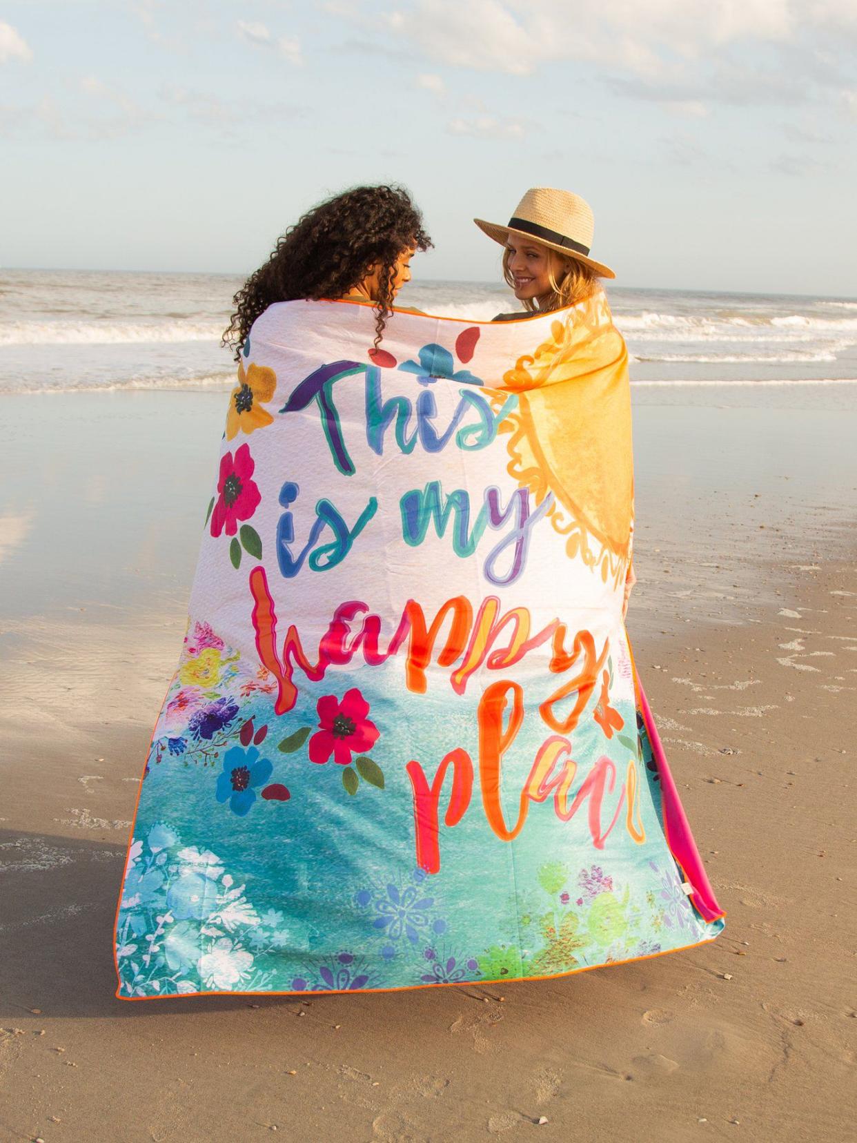 Happy Place Large Microfiber Beach Towel