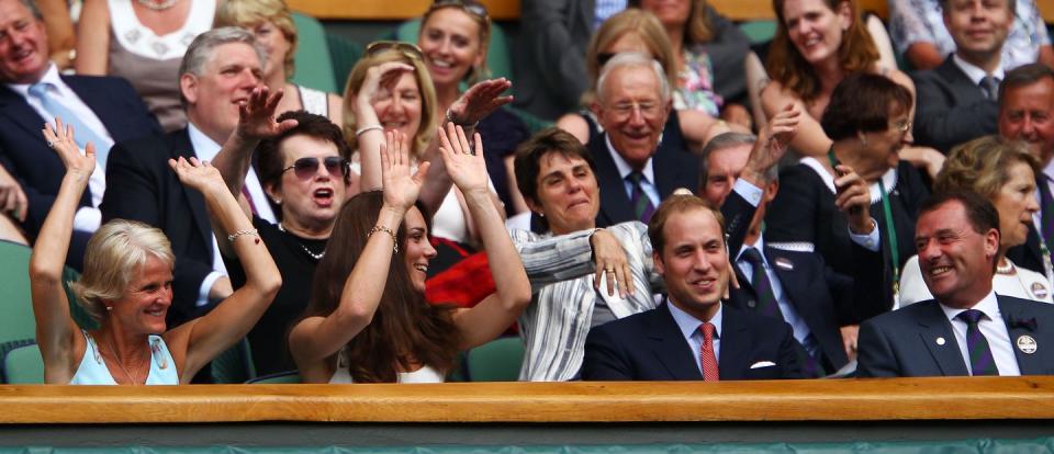 <p>Duchess Kate tries to get William to do the wave, to no avail. </p>