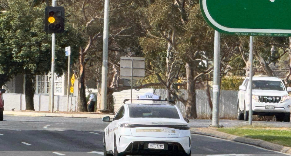A BYD electric taxi seen in Adelaide, South Australia. 