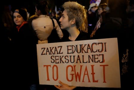 Protest against a bill that would criminalise "the promotion of underage sex" in Warsaw