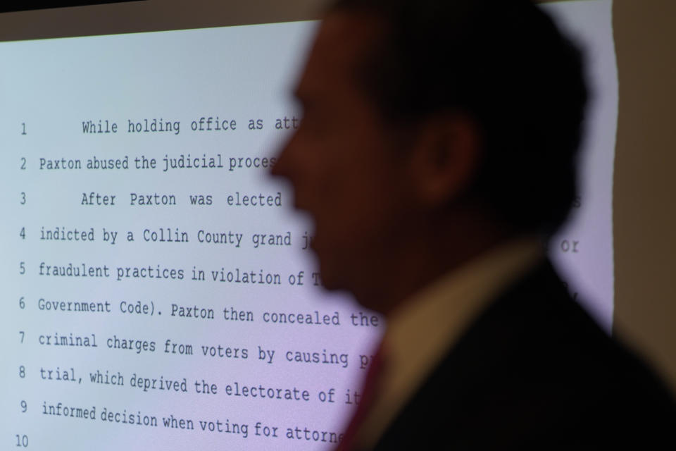 Tony Buzbee, attorney for impeached Texas Attorney General Ken Paxton, speaks during a news conference at the Republican Party of Texas headquarters in Austin, Texas, Wednesday, June 7, 2023. (AP Photo/Eric Gay)