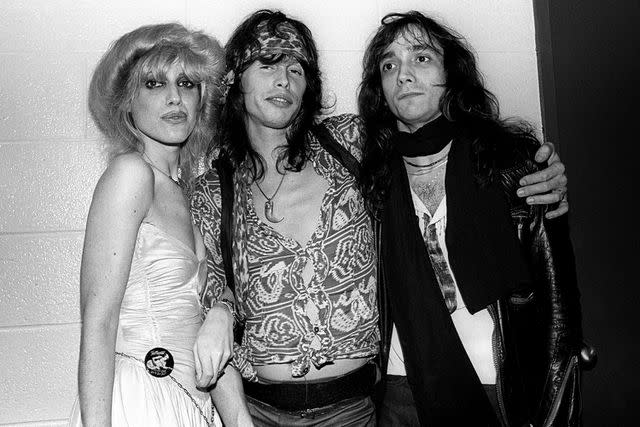 <p>Ebet Roberts/Redferns</p> Cyrinda Foxe, Steven Tyler and Jimmy Crespo in 1981