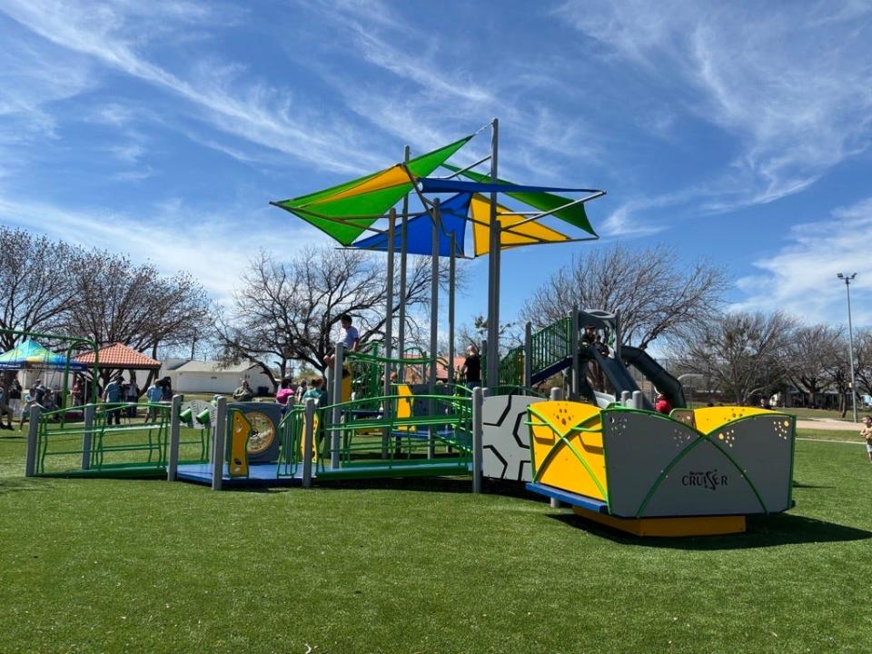The Abilene community celebrated the completion of its new ADA-compliant playground at Arthur Sears Park, 2250 Ambler Avenue, on Wednesday, March 13, 2024. The previous playground structure burned down in January 2023.