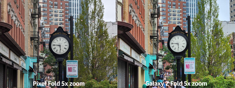 <p>A camera sample from the Google Pixel Fold compared to a similar shot taken by the Samsung Galaxy Z Fold 4.</p> 