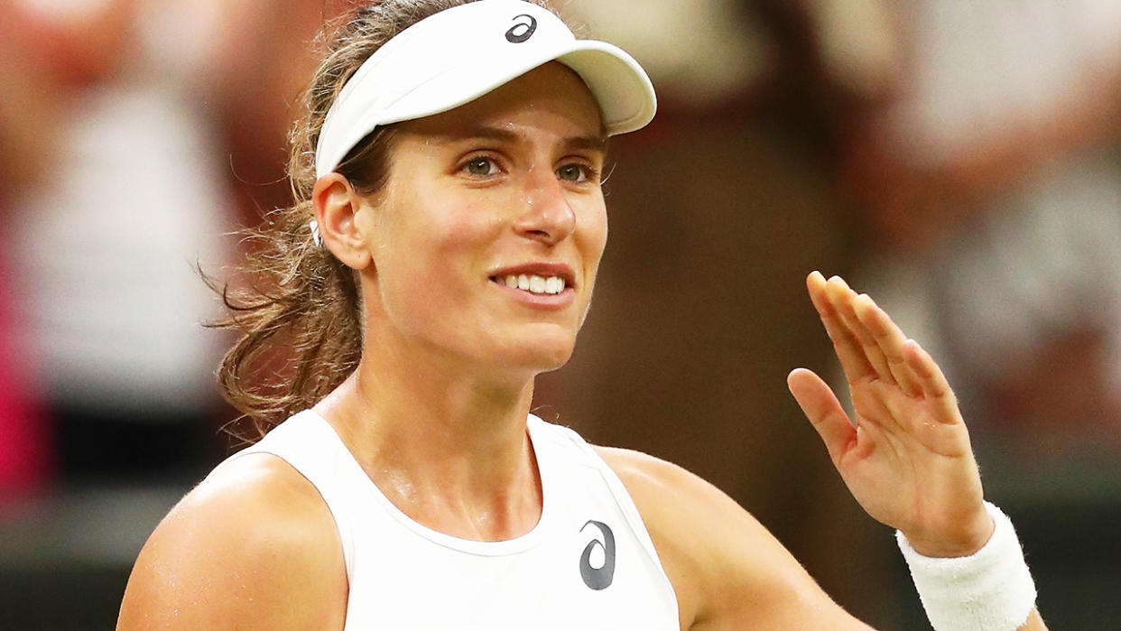 Johanna Konta, pictured here in action at Wimbledon in 2017. 