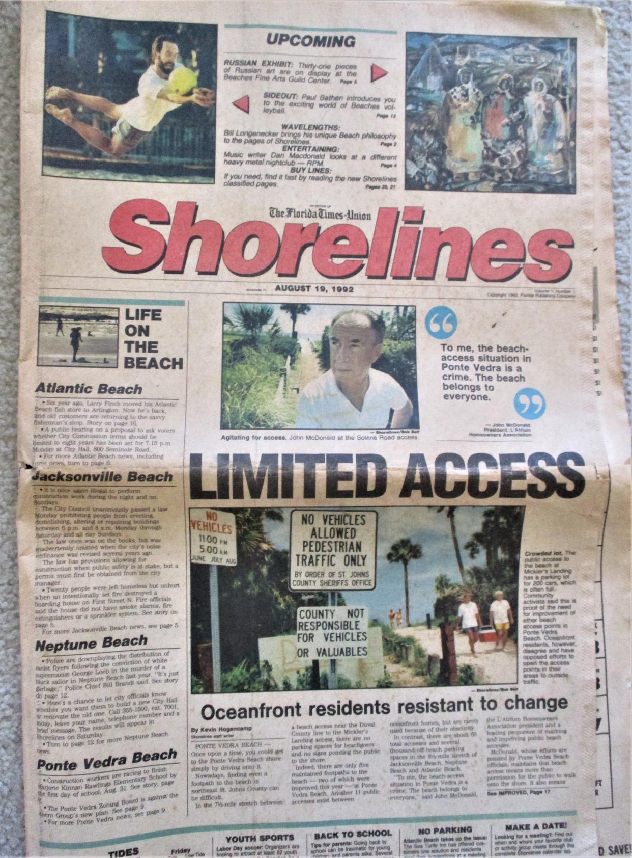 Shorelines — and Bill's column — made a debut on Aug. 19, 1992.