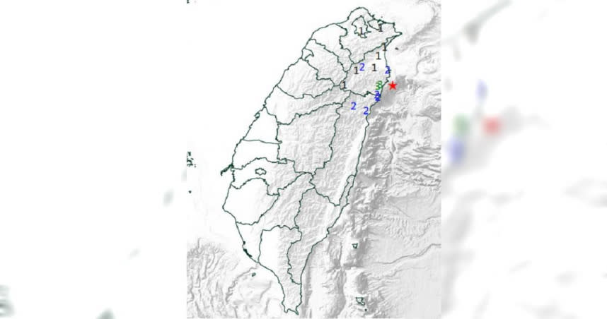 今天下午16時22分發生地震。（圖／中央氣象局）