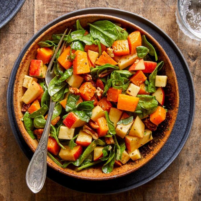 Fall Chopped Salad with Spinach, Butternut Squash, Apples &amp; Cheddar