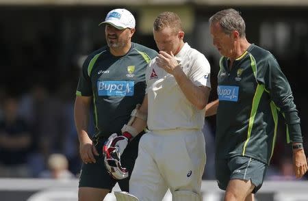 Cricket - England v Australia - Investec Ashes Test Series Second Test - Lord?s - 19/7/15 Australia's Chris Rogers goes off with an injury Action Images via Reuters / Andrew Couldridge Livepic