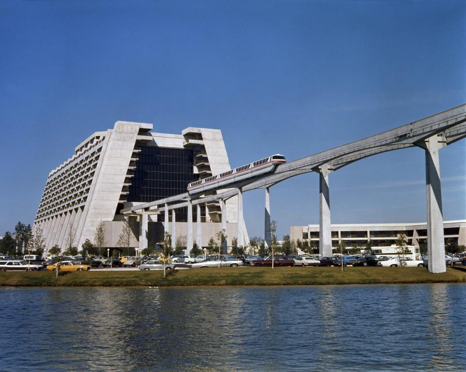 From the outside, Disney's Contemporary Resort looks the same today as it did in this 1975 photo.