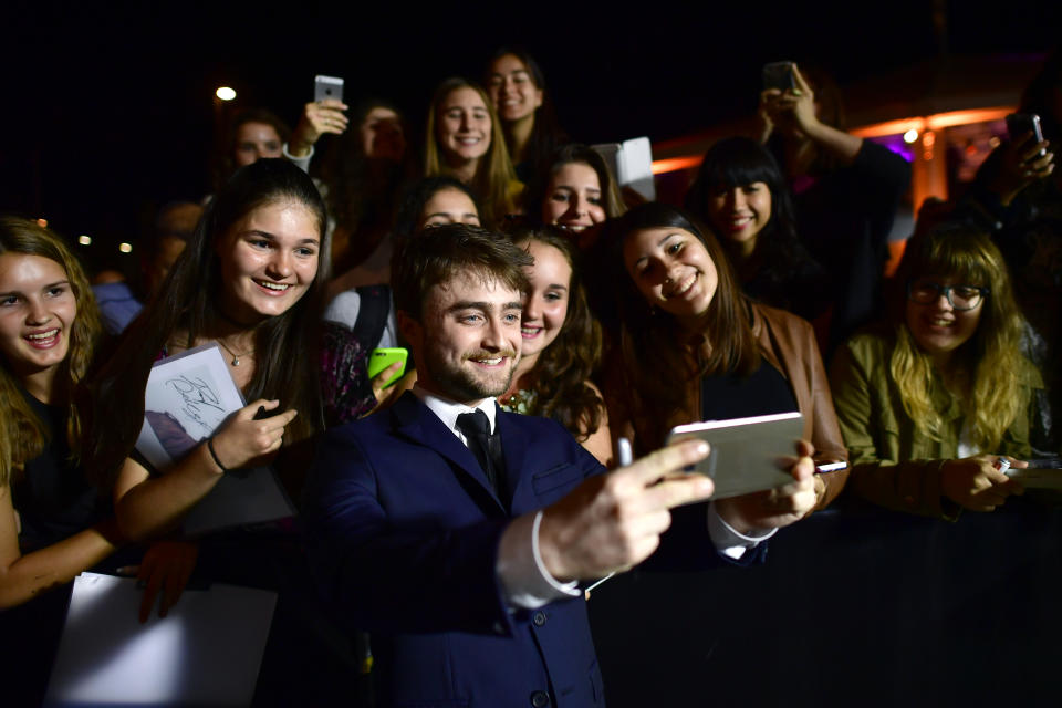 Daniel Radcliffe writes autographs and takes selfies with fans as he attends the 'Imperium' premiere during the 12th Zurich Film Festival on September 30, 2016 in Zurich, Switzerland.