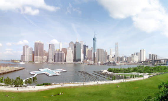 It's hard not to love this New York design project from Family and PlayLab, which plans to bring a giant filtration system to the murky waters between Manhattan and Brooklyn. The project would take the shape of a 164-foot long floating pool set to take shape in 2016 -- if all funding efforts go as planned. If there are swimming pools in our future, let them look like this.<br>  In a statement released at the end of 2013, pool masterminds Archie Lee Coates IV, Dong-Ping Wong and Jeff Franklin announced they are beginning construction on Float Lab, an experimental version of the planned 164-foot +POOL. They raised the funds for the smaller pool (35 feet by 35 feet, to be exact) through their last Kickstarter endeavor. With a launch date planned for this summer, the mini pool will put the team's filtration membranes to the test in real-river conditions.<br>  "We dont think about using the river recreationally at all," Coates explained in a previous interview with Huff Post. "So as an architect you think, 'What if we could change that or propose an idea that could change that?' We decided to pitch [+Pool] to the world. We just had no idea the response we would get."